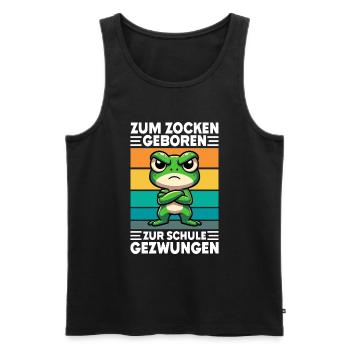 Born to gamble Forced to go to school Frog - Men's Premium Organic Tank Top - black - Front - Michal (187cm)