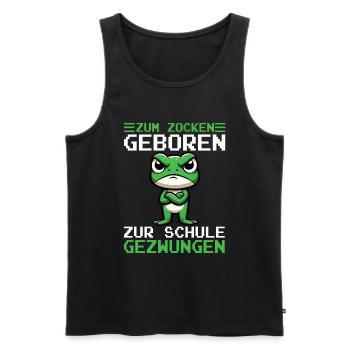 Born to gamble Forced to go to school Frog - Men's Premium Organic Tank Top - black - Front - Michal (187cm)