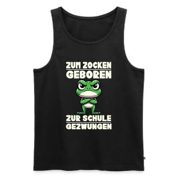 Born to gamble Forced to go to school Frog - Men's Premium Organic Tank Top - black - Front - Michal (187cm)