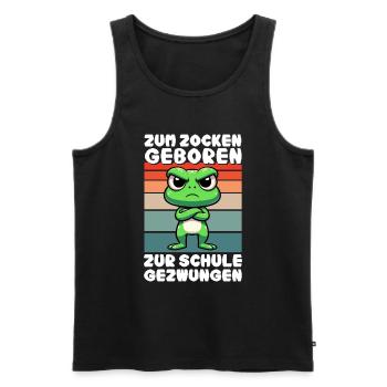 Born to gamble Forced to go to school Frog - Men's Premium Organic Tank Top - black - Front - Michal (187cm)
