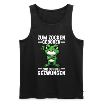 Born to gamble Forced to go to school Frog - Men's Premium Organic Tank Top - black - Front - Michal (187cm)