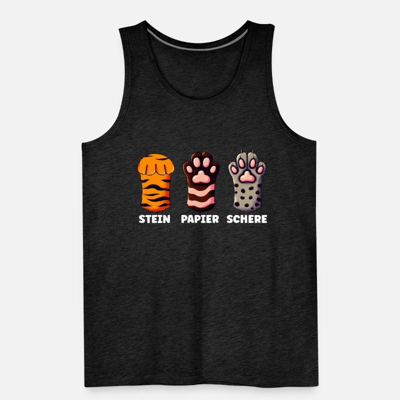Chat Pierre Papier Ciseaux Patte Jeu Drôle Débardeur bio Premium Homme