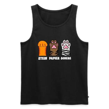 Cat Stone Paper Scissors Paw Game Funny - Men's Premium Organic Tank Top - black - Front - Michal (187cm)
