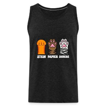 Cat Stone Paper Scissors Paw Game Funny - Men's Premium Organic Tank Top - charcoal grey - Front - Alexander (188cm)