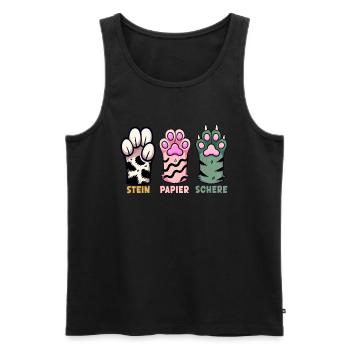 Chat Pierre Papier Ciseaux Patte Jeu Drôle - Débardeur bio Premium Homme - noir - Devant - Michal (187cm)