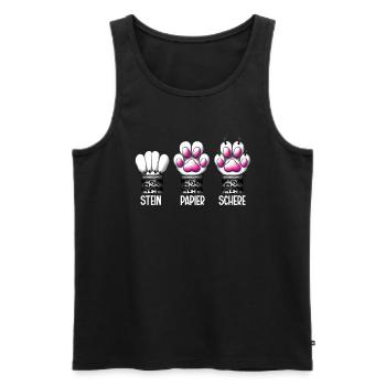 Chat Pierre Papier Ciseaux Patte Jeu Drôle - Débardeur bio Premium Homme - noir - Devant - Michal (187cm)