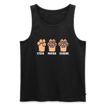 Katze Stein Papier Schere Pfote Spiel Lustige - Männer Premium Bio Tank Top - Schwarz - Vorne - Michal (187cm)