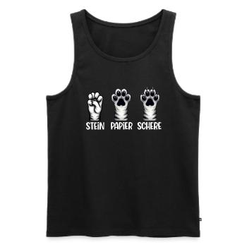 Cat Stone Paper Scissors Paw Game Funny - Men's Premium Organic Tank Top - black - Front - Michal (187cm)