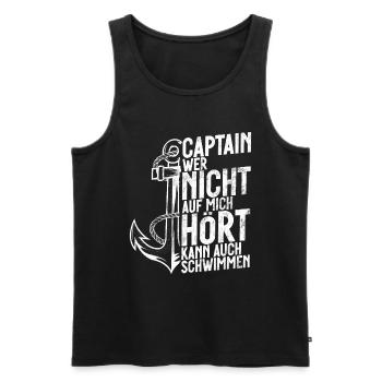 Capitaine à voile Dire bateau Voilier Capitaine - Débardeur bio Premium Homme - noir - Devant - Michal (187cm)