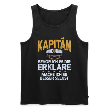 Capitaine à voile Dire bateau Voilier Capitaine - Débardeur bio Premium Homme - noir - Devant - Michal (187cm)