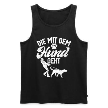 Die Mit Dem Hund Geht Hundebesitzer Hundefreund - Männer Premium Bio Tank Top - Schwarz - Vorne - Michal (187cm)