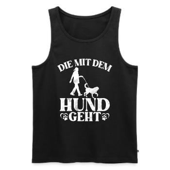 Die Mit Dem Hund Geht Hundebesitzer Hundefreund - Männer Premium Bio Tank Top - Schwarz - Vorne - Michal (187cm)