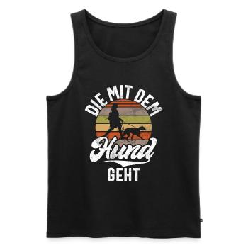 Die Mit Dem Hund Geht Hundebesitzer Hundefreund - Männer Premium Bio Tank Top - Schwarz - Vorne - Michal (187cm)