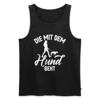 Die Mit Dem Hund Geht Hundebesitzer Hundefreund - Männer Premium Bio Tank Top - Schwarz - Vorne - Michal (187cm)