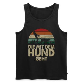 Die Mit Dem Hund Geht Hundebesitzer Hundefreund - Männer Premium Bio Tank Top - Schwarz - Vorne - Michal (187cm)