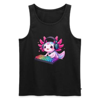 Gamesolotl Axolotl PC Gaming Gamer Video Player - Men's Premium Organic Tank Top - black - Front - AI Model Male 178 light (178cm)