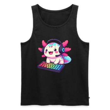 Gamesolotl Axolotl PC Gaming Gamer Video Player - Men's Premium Organic Tank Top - black - Front - AI Model Male 178 light (178cm)
