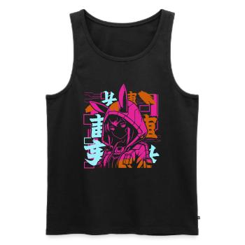 Anime Fille Japonais Coloré Cyberpunk - Débardeur bio Premium Homme - noir - Devant - Michal (187cm)