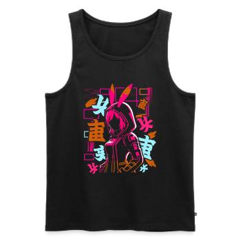 Anime Fille Japonais Coloré Cyberpunk - Débardeur bio Premium Homme - noir - Devant - Michal (187cm)