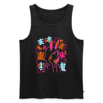 Anime Fille Japonais Coloré Cyberpunk - Débardeur bio Premium Homme - noir - Devant - Michal (187cm)