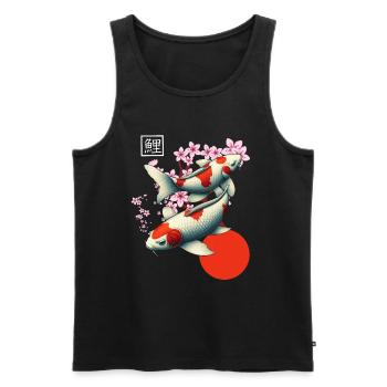 carpe koï japonaise poisson nishikigoi - Débardeur bio Premium Homme - noir - Devant - Michal (187cm)
