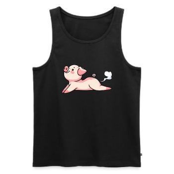 Pig Yoga Inhale Exhale Meditation Yoga - Men's Premium Organic Tank Top - black - Front - AI Model Male 178 light (178cm)