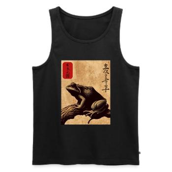 Japanese wooden block art frog lover kanji - Men's Premium Organic Tank Top - black - Front - Michal (187cm)