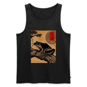 Japanese wooden block art frog lover kanji - Men's Premium Organic Tank Top - black - Front - Michal (187cm)