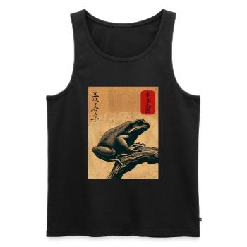 Japanese wooden block art frog lover kanji - Men's Premium Organic Tank Top - black - Front - Michal (187cm)