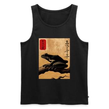 Japanese wooden block art frog lover kanji - Men's Premium Organic Tank Top - black - Front - Michal (187cm)