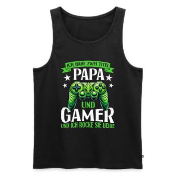 Gamer Dad Dad Gaming Lover Video Game PC - Men's Premium Organic Tank Top - black - Front - AI Model Male 178 light (178cm)