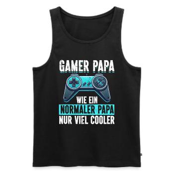 Gamer Papa Papa Amateur de jeux vidéo PC - Débardeur bio Premium Homme - noir - Devant - Michal (187cm)
