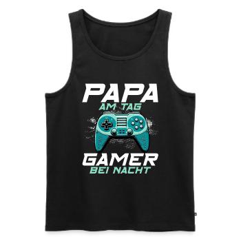 Gamer Papa Papa Amateur de jeux vidéo PC - Débardeur bio Premium Homme - noir - Devant - Michal (187cm)