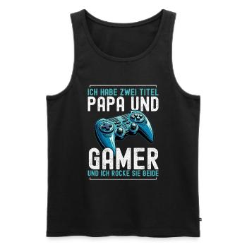 Gamer Papa Papa Amateur de jeux vidéo PC - Débardeur bio Premium Homme - noir - Devant - Michal (187cm)