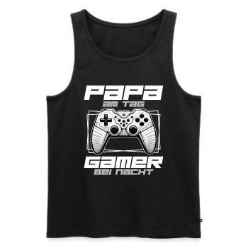 Gamer Papa Papa Amateur de jeux vidéo PC - Débardeur bio Premium Homme - noir - Devant - Michal (187cm)