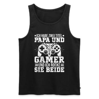 Gamer Papa Papa Amateur de jeux vidéo PC - Débardeur bio Premium Homme - noir - Devant - Michal (187cm)