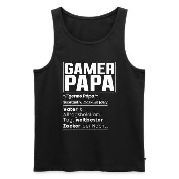Gamer Papa Papa Amateur de jeux vidéo PC - Débardeur bio Premium Homme - noir - Devant - Michal (187cm)