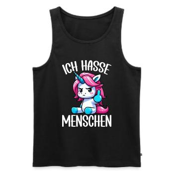 Je déteste les gens drôle licorne doigt puant - Débardeur bio Premium Homme - noir - Devant - Michal (187cm)