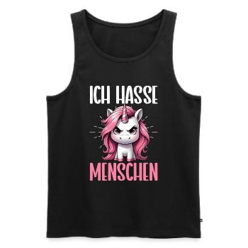 Je déteste les gens drôle licorne doigt puant - Débardeur bio Premium Homme - noir - Devant - Michal (187cm)