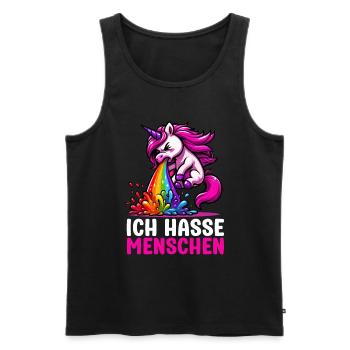 Je déteste les gens drôle licorne doigt puant - Débardeur bio Premium Homme - noir - Devant - Michal (187cm)