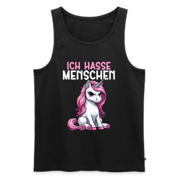 Je déteste les gens drôle licorne doigt puant - Débardeur bio Premium Homme - noir - Devant - Michal (187cm)