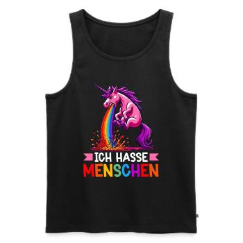 Je déteste les gens drôle licorne doigt puant - Débardeur bio Premium Homme - noir - Devant - Michal (187cm)