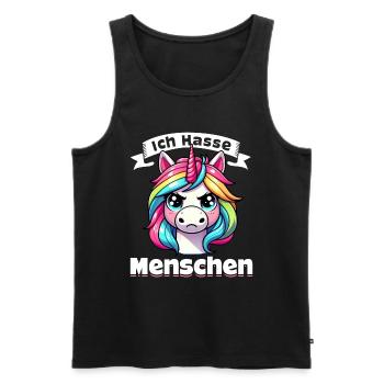 Je déteste les gens drôle licorne doigt puant - Débardeur bio Premium Homme - noir - Devant - Michal (187cm)