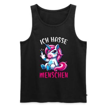 Je déteste les gens drôle licorne doigt puant - Débardeur bio Premium Homme - noir - Devant - Michal (187cm)