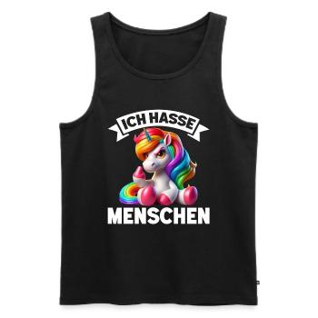 Je déteste les gens drôle licorne doigt puant - Débardeur bio Premium Homme - noir - Devant - Michal (187cm)