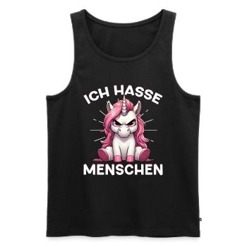 Je déteste les gens drôle licorne doigt puant - Débardeur bio Premium Homme - noir - Devant - Michal (187cm)
