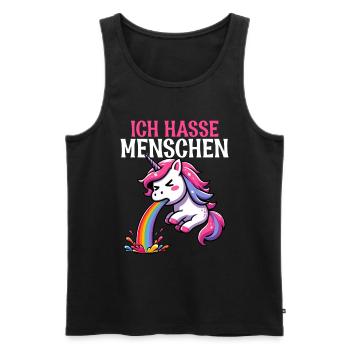 Je déteste les gens drôle licorne doigt puant - Débardeur bio Premium Homme - noir - Devant - Michal (187cm)