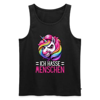 Je déteste les gens drôle licorne doigt puant - Débardeur bio Premium Homme - noir - Devant - Michal (187cm)