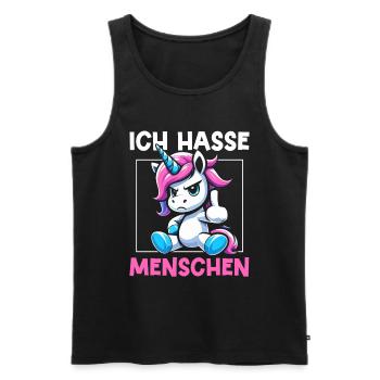 Je déteste les gens drôle licorne doigt puant - Débardeur bio Premium Homme - noir - Devant - Michal (187cm)