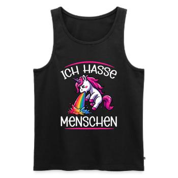 Je déteste les gens drôle licorne doigt puant - Débardeur bio Premium Homme - noir - Devant - Michal (187cm)